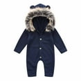 thumbnail image 1 of Edvintorg Newborn Baby Boys Girls Romper Long Sleeve Solid Hooded Collar Romper Bodysuit Jumpsuit With Buttons Warm Winter Coat Outfits On Clearance, 1 of 5