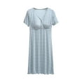 thumbnail image 1 of Edvintorg Nursing Dress Women Maternity Clothes Fashion Stripe Printing V-Neck Short Sleeve Button Breastfeeding Dress Loungewear Maternity Pajamas for Hospital Postpartum Pajamas, 1 of 2