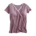 thumbnail image 1 of Edvintorg Nursing Shirts for Breastfeeding Women Maternity Clothes Fashion Solid Color Round Neck Short Sleeve Button Breastfeeding Blouse Casual Pregnancy Clothes for Women, 1 of 7
