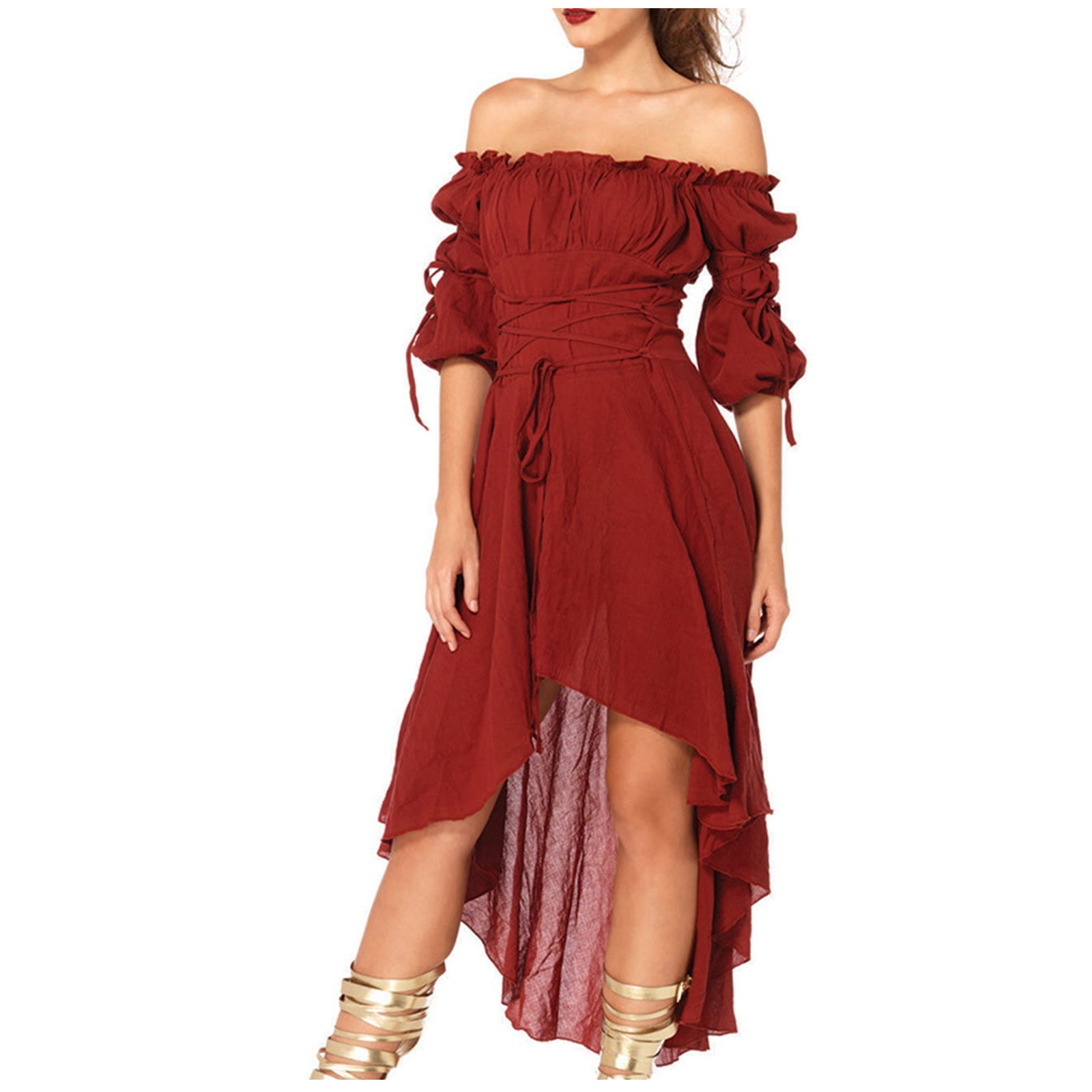 Edvintorg Off Shoulder Halloween Dress Clearance Women Cosplay Solid Long Sleeve Sexy Party Dress Vestido Festa
