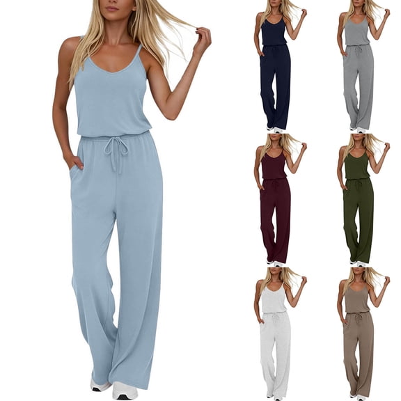 Edvintorg One Piece Jumpsuits for Women Casual Overalls Summer Rompers Trendy Jumpers with Pockets Beach Vacation Travel Clothes