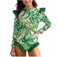 thumbnail image 1 of Edvintorg One Piece Swimsuit for Girls Tropical Long Sleeve Siwm Suit Summer Swimwear Girls Bathing Suit Tummy Control Size 2-12, 1 of 6