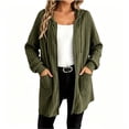thumbnail image 1 of Edvintorg Open Front Cardigan for Women Plus Size Hooded Long Cardigans Drawstring Long Sleeve Zip Up Cardigan with Pocket Women Clothing Green S-3XL, 1 of 5