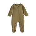 thumbnail image 1 of Edvintorg Overalls for Girls Fashion Footed Comfy Long Sleeve Crewneck Casual Rompers with Full Zipper Size 3M-18M, 1 of 3