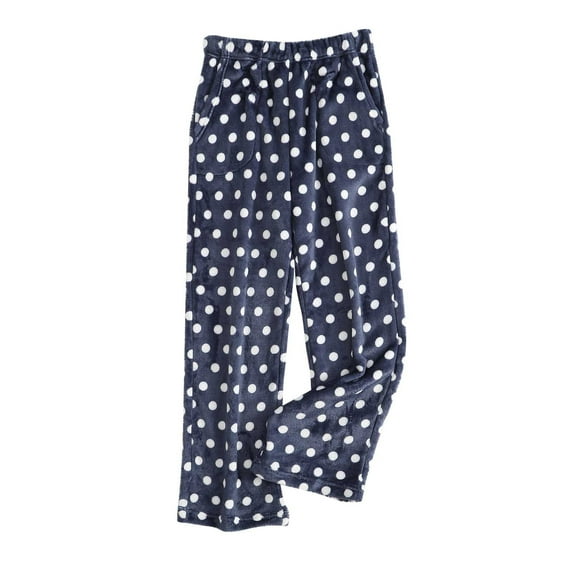 Edvintorg Pajama Pants for Women Fashion Dot Printing Casual Loose Elastic Waist Pants Lounge Sleepwear Winter Keep Warm Flannel Pants with Pocket Plus Size Pj Pants Women