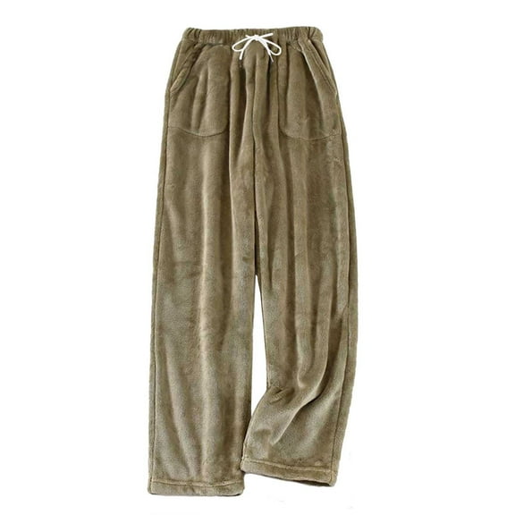 Edvintorg Pajama Pants Women Fashion Solid Color Casual Loose Drawstring Waist Pants Winter Keep Warm Flannel Pants with Pocket Loungewear Plus Size Pj Pants Women