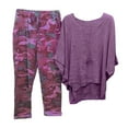 thumbnail image 1 of Edvintorg Pajama Sets for Women Soft Cotton Linen Women's Clothings Print Crewneck Short Sleeve Pullover Shirt Tops + Pants Trousers Set Loungewear, 1 of 6