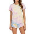 thumbnail image 1 of Edvintorg Pajamas 2 Piece Lounge Sets Fashion Women Tie-Dye Print Short Sleeve Top Shorts Tracksuit Nightwear Sleepwear Set Loungewear, 1 of 7