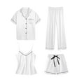 thumbnail image 1 of Edvintorg Pajamas Sets For Women Satin Loungewear Summer Clearance Loose Casual Button Down Sleepwear Nightwear Soft Pjs Lounge Sets Home Clothing 4Pcs, 1 of 3