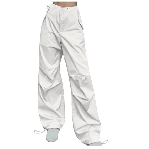 Edvintorg Pants Women Streetwear Vintage Hip Hop Wide Leg Joggers Baggy Sweatpants Techwear Korean Fashion Casual Sports Pants Trousers Women White S