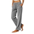 thumbnail image 1 of Edvintorg Pants for Women Elastic Waisted Loose Casual Trouser Fall Winter Wide Leg Fleece Pant Women Clothing Gray S-2XL, 1 of 7