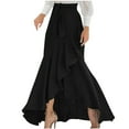 thumbnail image 1 of Edvintorg Plaid Maxi Skirt Women Temperament High Waist Irregular Hem Wrap Long Skirt with Bandage Plus Size Flowy Women's Skirts for Party Workwear, 1 of 6