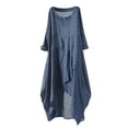 thumbnail image 1 of Edvintorg Plus Size Dress for Women Fall 2025 Temperament Long Sleeve Round Neck Irregular Long Dresses Casual Loose Women's Dress, 1 of 6