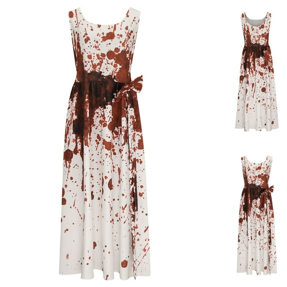 Edvintorg Plus Size Halloween Costumes for Women Dress Women's Gothic Vintage Dress Sleeveless Casual Long Maxi Swing Dresses