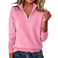 thumbnail image 1 of Edvintorg Plus Size Sweaters for Women Long Sleeve Collared Half Zip Lightweight Knit Pullover Top Womens Clothing S-3XL Pink, 1 of 8