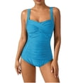 thumbnail image 1 of Edvintorg Plus Size Swimsuit for Women Fashion Ruched Adjustable Strap Swimwear Monokini One Piece Bathing Suit for Women Tummy Control, 1 of 7