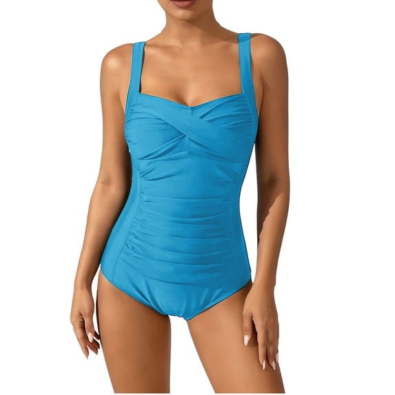 Edvintorg Plus Size Swimsuit for Women Fashion Ruched Adjustable Strap Swimwear Monokini One Piece Bathing Suit for Women Tummy Control