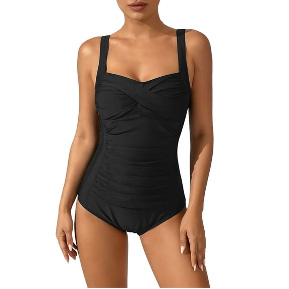 Edvintorg Plus Size Swimsuit for Women Fashion Ruched Adjustable Strap Swimwear Monokini One Piece Bathing Suit for Women Tummy Control