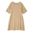 thumbnail image 1 of Edvintorg Plus Size Womens Dresses Fashion Solid Color Round Neck Short Sleeve Cotton And Linen Dress Women Beach Fashion Casual Loose Summer Dress, 1 of 7