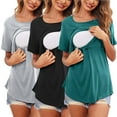 thumbnail image 1 of Edvintorg Pregnacy Clothes Maternity Women Summer Nursing Shirts Solid Color Casual Round Neck Short Sleeve Breastfeeding Blouse Blusas Para Embarazada, 1 of 7