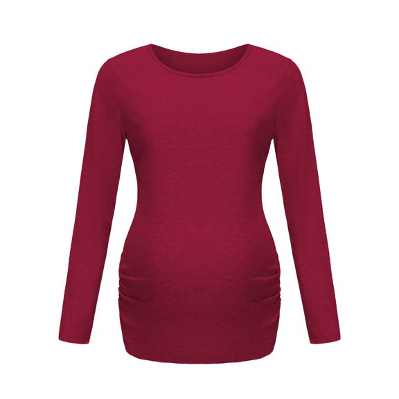 Edvintorg Pregnancy Clothes for Women Fashion Solid Color Long Sleeve Casual Maternity Shirts Pregnant Women