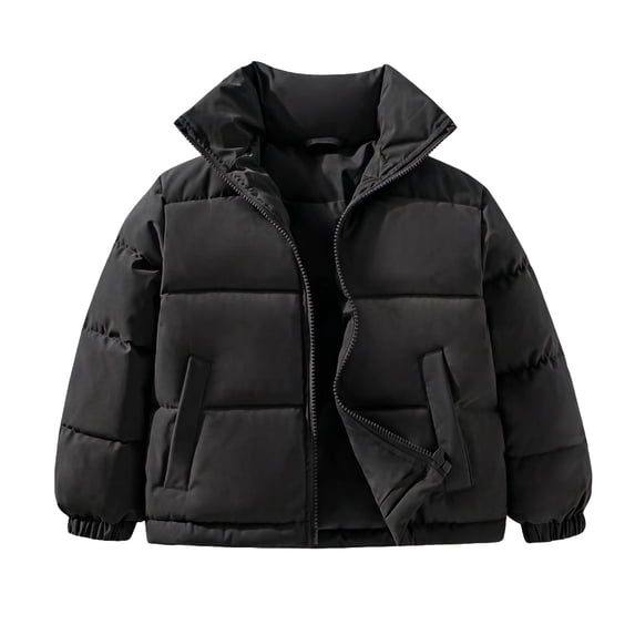 Edvintorg Puffer Jacket for Girls Long Sleeve Stand Collar Cropped Padded Coat Fall Winter Zip up Outerwear with Pocket Clothes for Teens Size 2-15