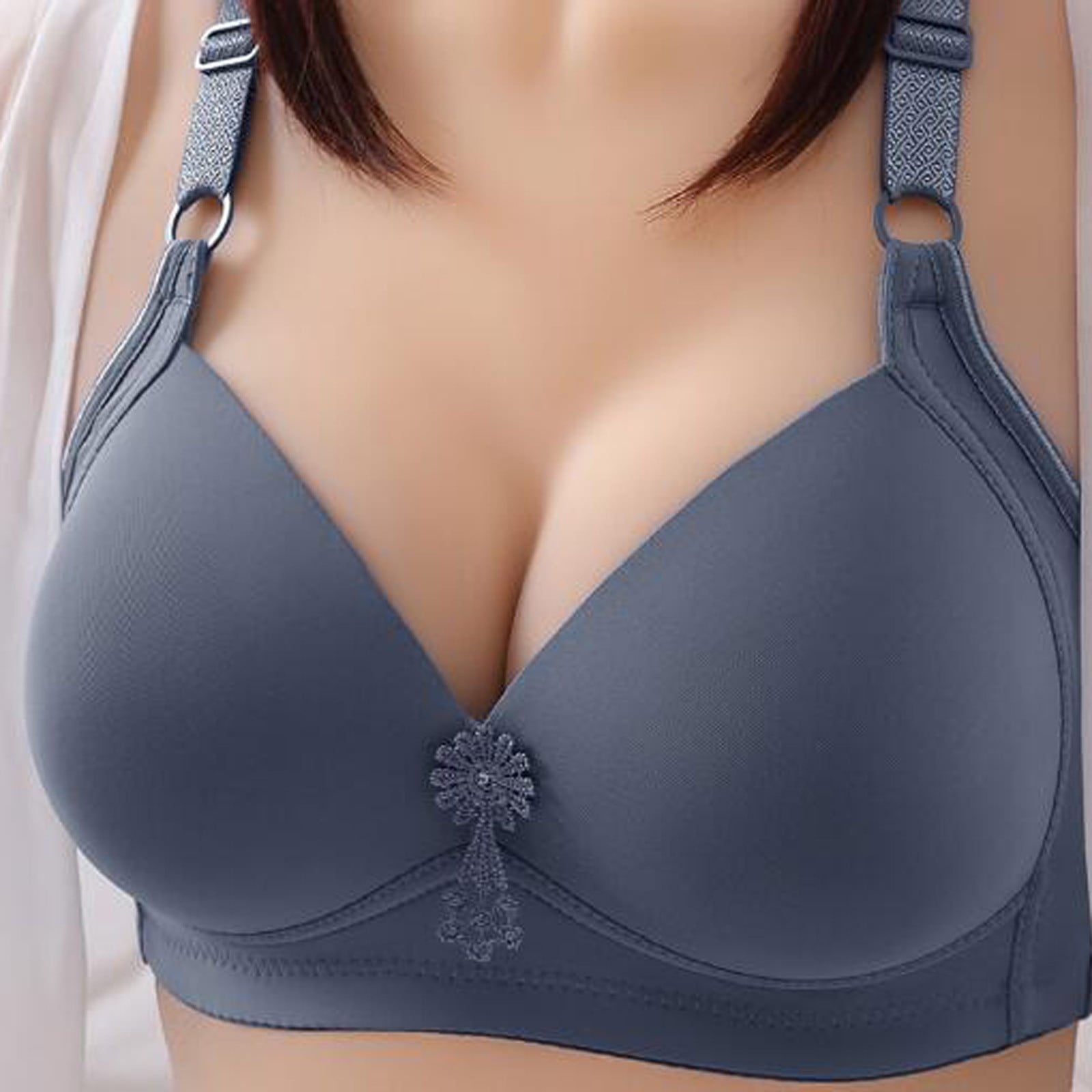 zanvin Plus Size Bras for Women,Women's Underwear Thin Large Size No Sponge  Side Collection Breathable Upper Collection Auxiliary Breast Gathered  Anti-sagging No Steel Ring Bra 