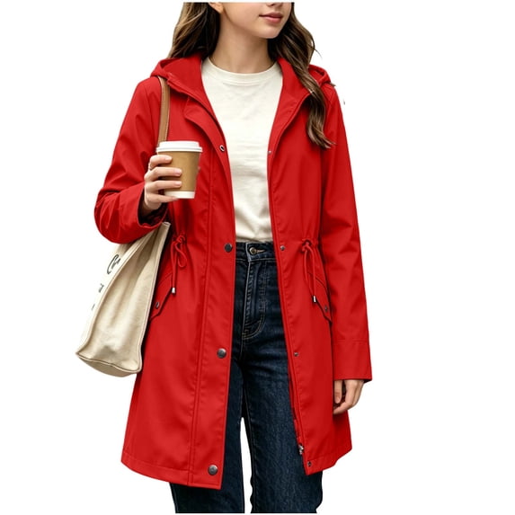 Edvintorg Rain Coats for Girls Fleece Waterproof Long Sleeve Casual Rain Jacket with Pocket Fall Winter Hooded Zip up Windbreaker Size 5-15