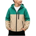 thumbnail image 1 of Edvintorg Rain Jacket Boys Color Block Long Sleeve Waterproof Raincoat Outdoor Zip up Hooded Windbreaker with Pocket Teen Clothes Size 7-16, 1 of 9