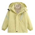 thumbnail image 1 of Edvintorg Rain Jacket Girls Winter 2025 Cute Long Sleeve Hooded Windproof Raincoat Outdoor Fleece Windbreaker Outerwear with Zipper 4-15 Years, 1 of 8