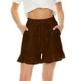 thumbnail image 1 of Edvintorg Ruffles shorts for women clearance Women's Summer Casual With Pockets Drawstring Solid high waisted Short Pants Coffee XL, 1 of 7