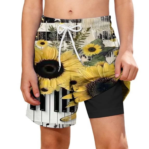 Edvintorg Running Shorts for Boys 4Th Of July Printed Elastic Waisted Beach Shorts with Compression Liner Size 5-14