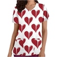 thumbnail image 1 of Edvintorg Scrubs For Women Tops Clearance Fashion Valentine's Day Short Sleeve V-Neck Tops Working Uniform Printing Pocket Blouse Tops Summer Women Clothing, 1 of 4