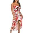 thumbnail image 1 of Edvintorg Sexy Dress Women Clearance Women's Summer Print Strapless Long Dress Beach Split Dress Party Club Dress Vacation Outfits, 1 of 5