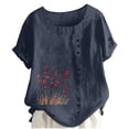 thumbnail image 1 of Edvintorg Shirts for Women Trendy Vintage Crewneck Short Sleeve Tops Business Dressy Casual Blouses 2026 Summer Clothes, 1 of 5