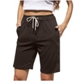 thumbnail image 1 of Edvintorg Shorts Women Solid Leisure High Waist Beach Shorts With Drawstrings Summer Clearance Casual Loose Knee-Length Bottoms Black Sports Shorts Streetwear, 1 of 7