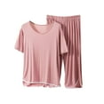 thumbnail image 1 of Edvintorg Sleepwear For Women Pajama Set Clearance Women's Summer Short Sleeve Tops With Capri Pants Pajama Sets Suit Home Clothes Two-Piece Set Loungewear, 1 of 3