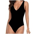 thumbnail image 1 of Edvintorg Solid Color Swimsuit for Women V-Neck Bathing Suit Backless One-Piece Filled Bra Swimwear Beachwear Binkini Monokini, 1 of 7