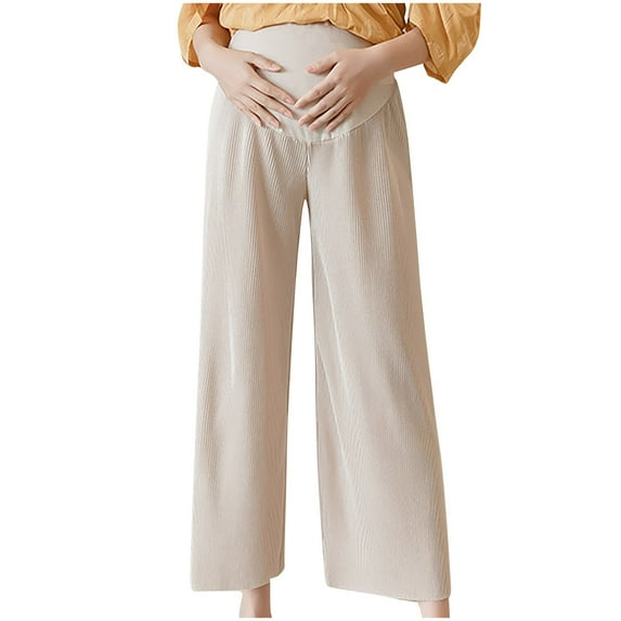 Edvintorg Spring Fall Maternity Pants Women Fashion Solid Color High Waist Casual Pregnancy Wide Leg Pants Loose Comfy Maternity Pants for Work Pantalones Para Embarazadas