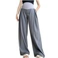 thumbnail image 1 of Edvintorg Spring Fall Maternity Work Pants Women Fashion Solid Color High Waist Full Length Maternity Wide Leg Pants with Pocket Loungewear Pregnancy Pants, 1 of 4