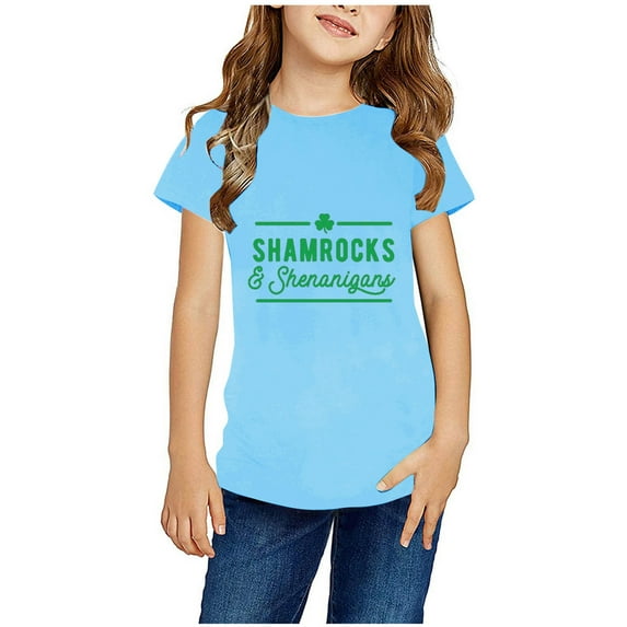 Edvintorg St. Patrick's Day T Shirts for Kids Summer Printed Short Sleeve Casual Shirts Children's T-Shirt for Boys Girls 3-14Years Teeanger Clothing