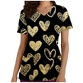 thumbnail image 1 of Edvintorg Stretchy Scrub Tops For Women Short Sleeve V-Neck Printing Shirts Clearance Working Uniform Valentine's Day Printing Pocket Blouse Tops Summer Women Clothing, 1 of 5
