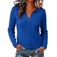 thumbnail image 1 of Edvintorg Sueters De Mujeres Fall Sweater Plus Size Women Long Sleeve Casual Pullover Top V Neck Loose Knit Sweaters Fashion Clothing Blue L, 1 of 9