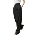 thumbnail image 1 of Edvintorg Suit Pants Women High Waist Summer Korean Solid Color Versatile Straight Tube Commuting Suit Pants Wide Leg Pants Trousers Women Black L, 1 of 7