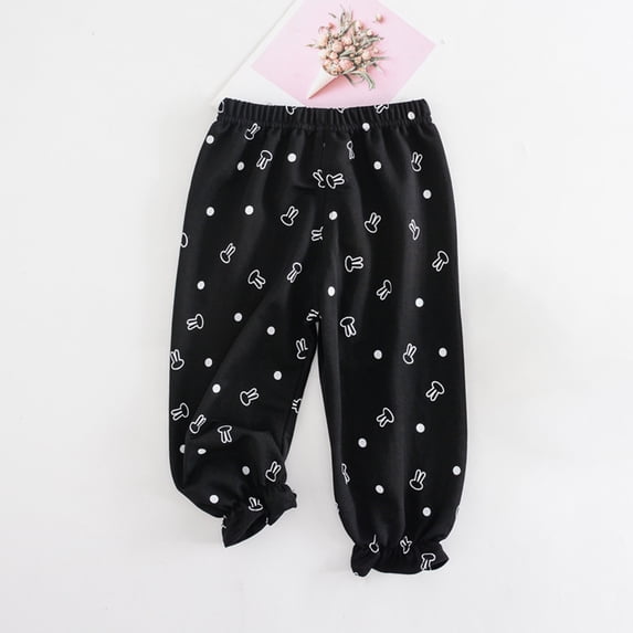 Edvintorg Summer Casual Pants Kids Toddler Loungewear Soft Tracksuit Boys' Pants Cotton Linen Strap Rabbit Print Mosquito Proof Pants 1-6 Years