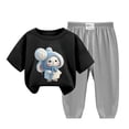 thumbnail image 1 of Edvintorg Summer Clothes for Boys Girls Cute Cartoons Printed Short Sleeve Cotton Shirt and Ice Silk Mosquito Proof Pants Set Loungewear Children's Clothing, 1 of 3