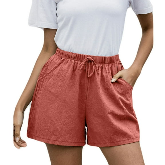 Edvintorg Summer Cotton And Linen Shorts Women High Waist Oversize Shorts Short Pants Women Fashion Casual Loose Pockets Sports Shorts Female S-3Xl