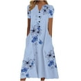 thumbnail image 1 of Edvintorg Summer Dresses Clearance Fashion Women Casual Loose Butterfly Printing V-Neck Short Sleeve Button Pockets Midi Dresses, 1 of 6