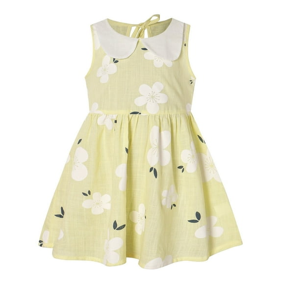 Edvintorg Summer Dresses For Toddler Girls Kids Baby Girls Sleeveless Doll Collar Vest Beach Dress 6Months-6Years Princess Dress On Clearance