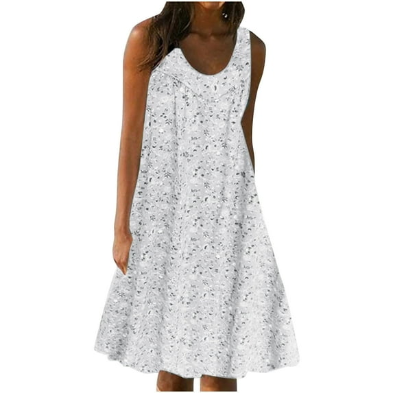 Edvintorg Summer Dresses for Women 2025 Beach Boho Sleeveless Vintage Floral Flowy Shirt Tank Sundresses Plus Size Casual Loose Vacation Dress